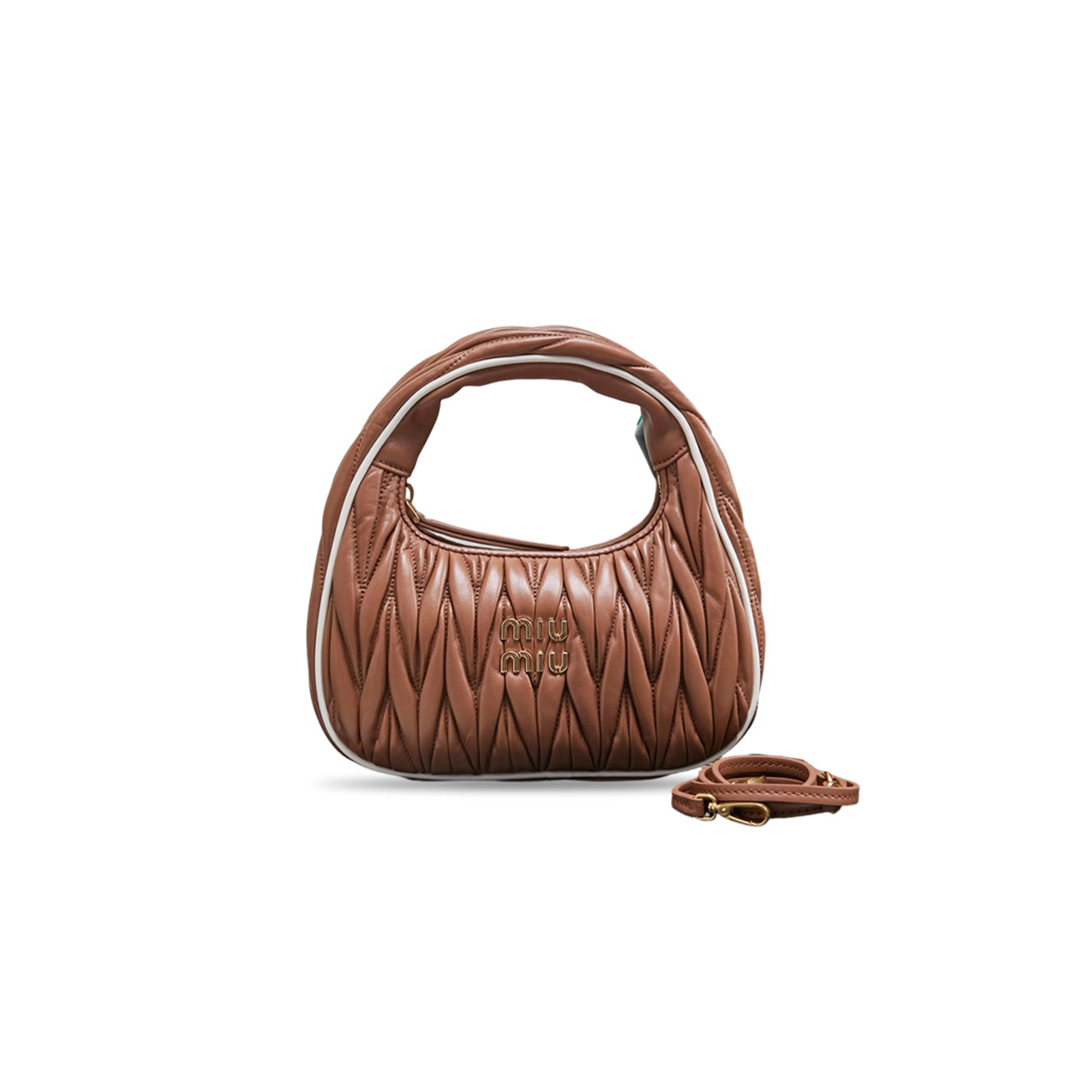 MIU MIU WANDER MATELASSÉ LEATHER SMALL HOBO BAG 5BC125 (20*17*6cm)